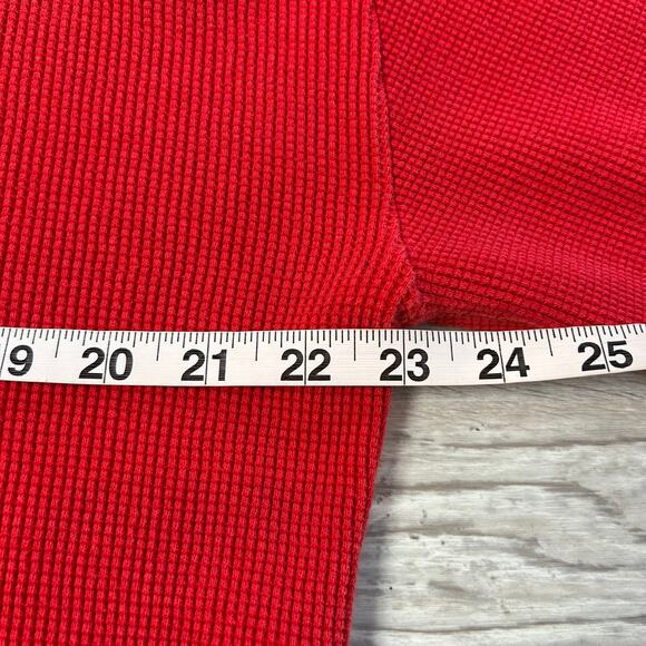 Vintage Sun Wear Red Thermal Long Sleeve Shirt 2XL | Waffle Knit Heavyweight - Picture 4 of 7